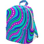 Swirls Pattern Design Bright Aqua Zip Up Backpack
