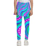 Swirls Pattern Design Bright Aqua Kids  Skirted Pants