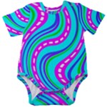 Swirls Pattern Design Bright Aqua Baby Short Sleeve Bodysuit