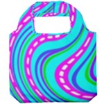 Swirls Pattern Design Bright Aqua Foldable Grocery Recycle Bag