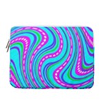 Swirls Pattern Design Bright Aqua 13  Vertical Laptop Sleeve Case With Pocket