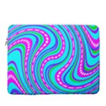 Swirls Pattern Design Bright Aqua 15  Vertical Laptop Sleeve Case With Pocket