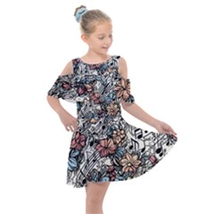 Kids  Shoulder Cutout Chiffon Dress 