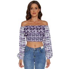 Long Sleeve Crinkled Weave Crop Top 