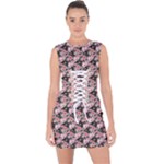 Pink Roses 02 Pink Roses 01 Lace Up Front Bodycon Dress