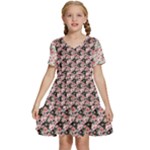 Pink Roses 02 Pink Roses 01 Kids  Short Sleeve Tiered Mini Dress