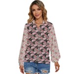 Pink Roses 02 Pink Roses 01 Women s Long Sleeve Button Up Shirt