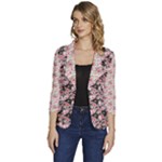 Pink Roses 02 Pink Roses 01 Women s One-Button 3/4 Sleeve Short Jacket