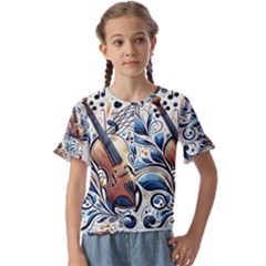 Kids  Cuff Sleeve Scrunch Bottom T-Shirt 