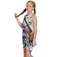 Kids  Halter Collar Waist Tie Chiffon Dress 