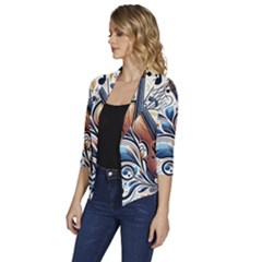 Women s Draped Front 3/4 Sleeve Shawl Collar Jacket 