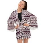 Illustration Ukrainian Folk Seamless Pattern Ornament Long Sleeve Kimono