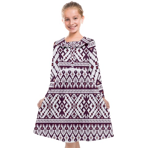 Illustration Ukrainian Folk Seamless Pattern Ornament Kids  Midi Sailor Dress from ArtsNow.com