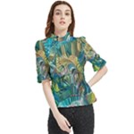 Abstract petals Frill Neck Blouse