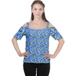 Blue Roses Garden Cutout Shoulder T-Shirt