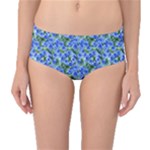 Blue Roses Garden Mid-Waist Bikini Bottoms