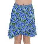 Blue Roses Garden Chiffon Wrap Front Skirt