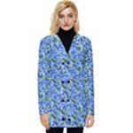 Blue Roses Garden Button Up Hooded Coat 