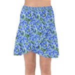 Blue Roses Garden Wrap Front Skirt