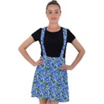 Blue Roses Garden Velvet Suspender Skater Skirt