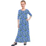 Blue Roses Garden Kids  Quarter Sleeve Maxi Dress