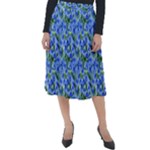 Blue Roses Garden Classic Velour Midi Skirt 