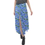 Blue Roses Garden Velour Split Maxi Skirt
