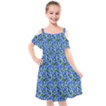 Blue Roses Garden Kids  Cut Out Shoulders Chiffon Dress