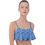 Blue Roses Garden Frill Bikini Top