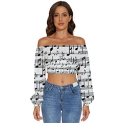 Long Sleeve Crinkled Weave Crop Top 