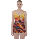 watercolor bg2 Tie Front Two Piece Tankini