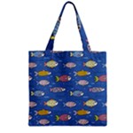 Sea Fish Blue Submarine Animals Patteen Zipper Grocery Tote Bag