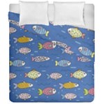 Sea Fish Blue Submarine Animals Patteen Duvet Cover Double Side (California King Size)