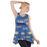 Sea Fish Blue Submarine Animals Patteen Side Drop Tank Tunic