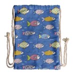 Sea Fish Blue Submarine Animals Patteen Drawstring Bag (Large)