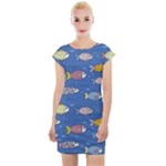 Sea Fish Blue Submarine Animals Patteen Cap Sleeve Bodycon Dress