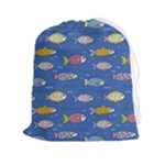 Sea Fish Blue Submarine Animals Patteen Drawstring Pouch (2XL)