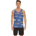 Sea Fish Blue Submarine Animals Patteen Men s Wide Collar Tank Top