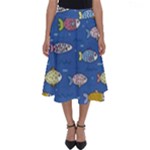 Sea Fish Blue Submarine Animals Patteen Perfect Length Midi Skirt