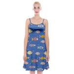 Sea Fish Blue Submarine Animals Patteen Spaghetti Strap Velvet Dress