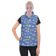 Sea Fish Blue Submarine Animals Patteen Women s Button Up Vest from ArtsNow.com