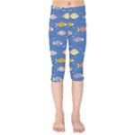 Sea Fish Blue Submarine Animals Patteen Kids  Capri Leggings 