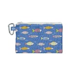 Sea Fish Blue Submarine Animals Patteen Canvas Cosmetic Bag (Small)