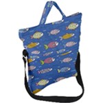 Sea Fish Blue Submarine Animals Patteen Fold Over Handle Tote Bag