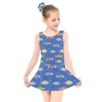 Sea Fish Blue Submarine Animals Patteen Kids  Skater Dress Swimsuit