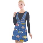 Sea Fish Blue Submarine Animals Patteen Plunge Pinafore Velour Dress