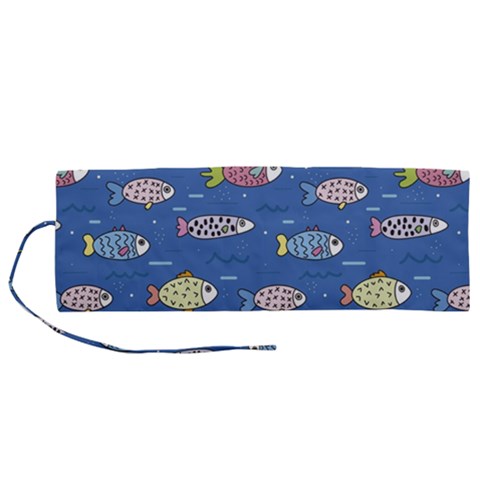 Sea Fish Blue Submarine Animals Patteen Roll Up Canvas Pencil Holder (M) from ArtsNow.com