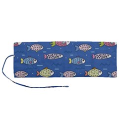 Sea Fish Blue Submarine Animals Patteen Roll Up Canvas Pencil Holder (M) from ArtsNow.com