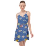 Sea Fish Blue Submarine Animals Patteen Summer Time Chiffon Dress