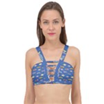 Sea Fish Blue Submarine Animals Patteen Cage Up Bikini Top